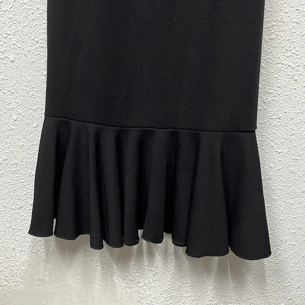Lularoe Black Cici Dress XS Solid Off-Shoulder Ruffle Stretch Knit - Picture 3 of 8